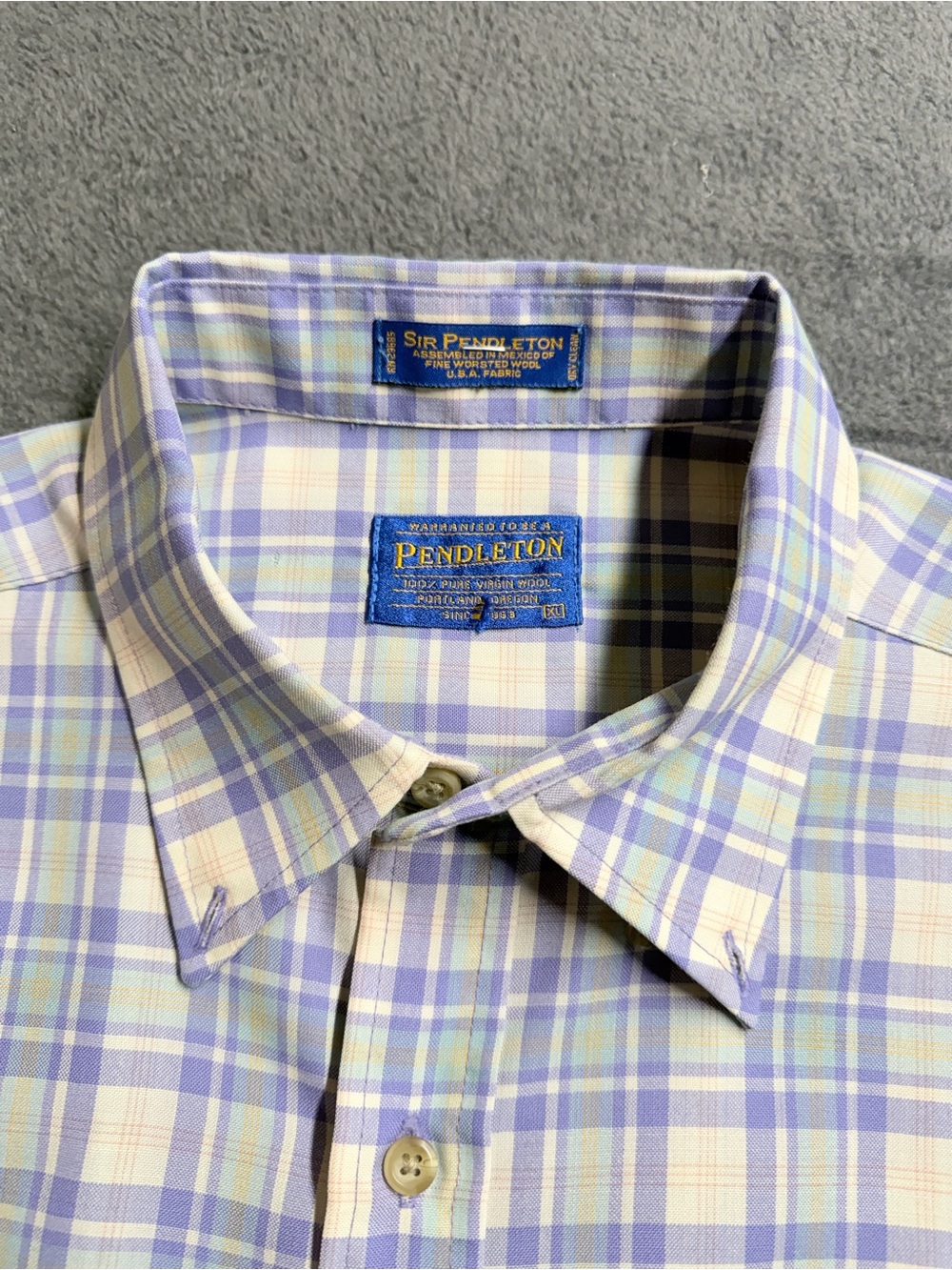 Pendleton Men’s Lavender and Cream Plaid Button-Down Shirt